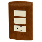 tapa con tomacorriente y 2 interruptores